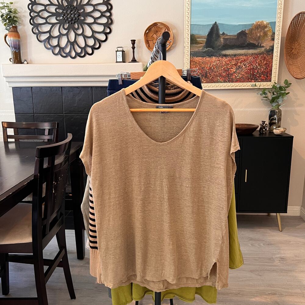 Vince Shirt Womens Size Medium Tan 100% Linen Top Breathable Summertime - Picture 16 of 16